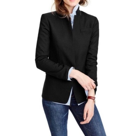 J. Crew Regent Blazer Black Wool Blend One Button Classic Office Work Size 6 - Picture 1 of 8